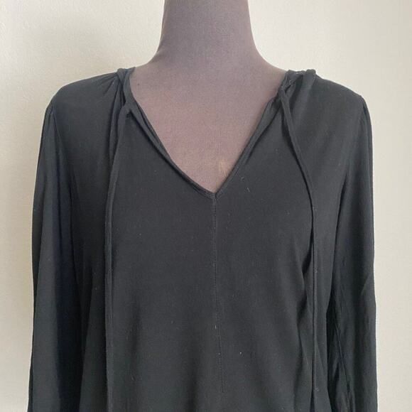 Gap sz XS 3/4 length sleeve V-neck hooded drawstring blouse‎ shirt - Picture 2 of 9